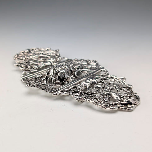 1898年 英國古董 純銀製 護士腰帶扣 118g Charles Edwards